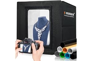 DUCLUS Professional Light Box Photography 40 x 40cm / 16" Photo-studio with Upgraded 18W Dimmable 160 LEDs, USB-C Input, 8 Backdrops for Product Shooting