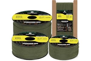 Kamu Synber Paracord 2mm 3 Strands 100M 100% Nylon Rope Type I Parachute Cord for Craft, Outdoor, DIY, Camping | Support 90kg | Army Green