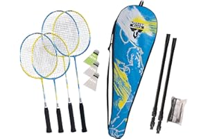 ‎TALBOT TORRO Talbot-Torro Badminton-Set Family, Komplettset mit 2 Juniorschläger 53 cm, 2 Standardschläger, 3 Federbälle, höhenverstellbare Netzgarnitur, in wertiger Tasche