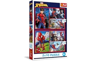 Trefl - Puzzle 2w1: Marvel Spider-man, Pajęcze Historie - 2 x 70 Elementów, Zestaw Dwóch Układanek dla Dzieci od 4 lat