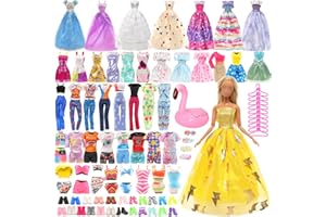 Miunana 41 Pezzi Per 11.5 Pollici 30 CM Bambola (NON INCLUDE BAMBOLA): 6 Vestiti Alla Moda + 3 Mini Vestiti + 3 Abiti + 1 Pigiama+ 2 Costumi Da Bagno + 15 PCS Scarpe + 11 Accessori