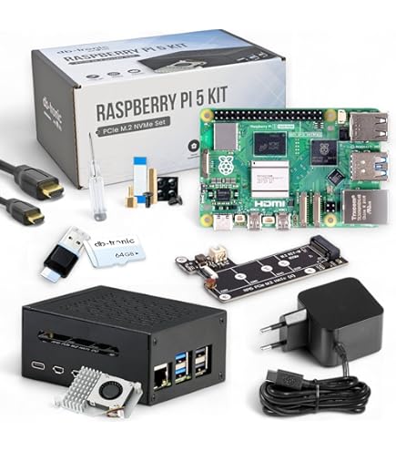 iRasptek Starter Kit For Raspberry Pi 5 16GB RAM- Edición OS-Bookworm de 256GB preinstalada (Caja de Aluminio