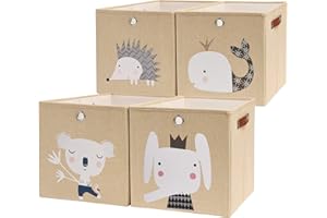 AXHOP cajas almacenaje cajas organizadoras[4 unidades] 33 x 33 x 33. cajas almacenaje decorativas. Ideal para kallax,cesto juguetes infantil, caja juguetes, libros, estanterias almacenaje.