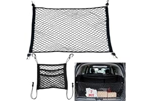 NATUREZHEN Rete per Bagagliaio Auto, Include 1 Rete di Stoccaggio Estensibile fino a 150x120CM e 1di Stoccaggio a 3 Strati per Sedile 29 x 27 CM, 4 Moschettoni, Organizzatore di per Auto