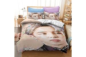 Goplnma, biancheria da letto, copripiumino con federa per cuscino, con stampa 3D motivo: BTS, Bangtan Boys per A.R.M.Y, multicolore (135 × 200 cm, 15)