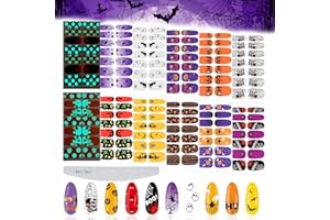 EBANKU 12 fogli Halloween Adesivo Smalto per Unghie Full Wraps, Autoadesivo Adesivi Copertura Completa Zucca Teschio per donne, ragazze e feste con 1 lima per unghie