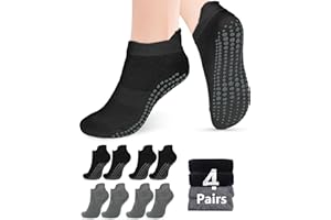 YOGINGO 4 Pares Calcetines Antideslizantes de Yoga Calcetines para Mujer Fit Yoga Pilates Ballet Low Top Calcetines Deportivos