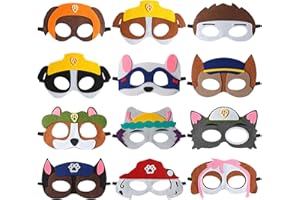 YFCHOTI Party Maske Set für Kinder, 12pcs Cartoon Cosplay Filzmasken, Maskenball Halbmaske für Halloween Karneval und Fasching Verkleidung, Kindergeburtstag Mitgebsel Geschenke für Jungen Mädchen