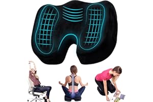 TheComfortZone Seat Cushion for Office Chair Lower Back Pain Relief, Non-Slip Coccyx Cushion Enhances Posture & Support, Hemorrhoid, Sciatica Memory Foam Chair Cushion for Car, Wheelchair, Gaming