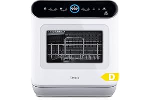 Midea Tischgeschirrspüler für 3 Gedecke, mit und ohne Wasseranschluss Verwendbar, IOT-Steuerung, 6+1 Programme, Touch Control, Mini Geschirrspüler für Wohnungen, Schlafsäle und Wohnmobile