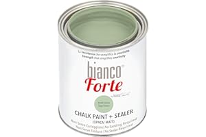 BIANCO SHABBY Bianco Forte - Vert Sauge - (1L) - Peinture à la Craie & Vernis 2-en-1: Peinture Ultra Résistante pour Meubles, Armoires, Murs & Portes - Séchage Rapide, Intérieur/Extérieur, Finition Mate
