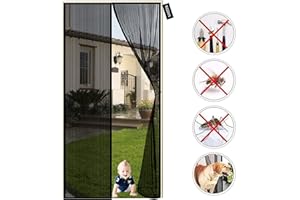 WEIZON zanzariera magnetica per finestra 125 x 260 cm Zanzariera Magnetica per Porte con Calamita Moschiera Tenda Anti Zanzare Animali Domestici,Colla per Porte di Soggiorno - Nero