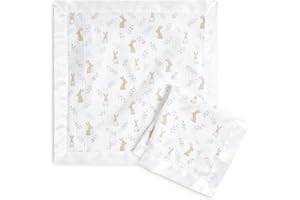 aden + anais blushing bunnies Security Blanket - Pack of 2 | Square Soft & Breathable 100% Cotton Muslin with Satin Trim Throw | Unisex Shower Gift Set for Baby Girls & Boys | Newborn & Infant
