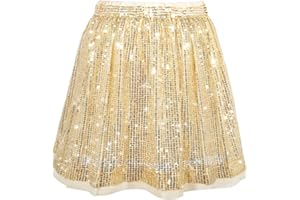Pailletten Rock Mädchen Glitzer Rock Kinder A-Linie Glitzerrock Disco Outfit für Festlich Party 5–14 Jahres