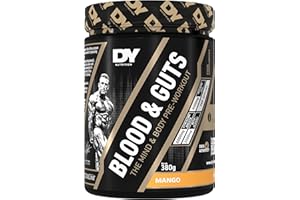 DY Nutrition - Blood and Guts Pre Workout Powder, 380g (Mango) - High Strength Preworkout with 350mg Caffeine, Citrulline Malate, Beta Alanine, Arginine AKG, L-Tyrosine, Vitamin B3 for Men & Women