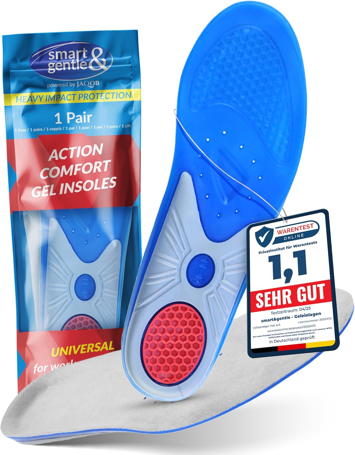 smart&gentle Plantillas gel para calzado deportivo y de trabajo - Transpirables, cómodas y se adaptan perfectamente, plantillas fascitis plantar y otras molestias