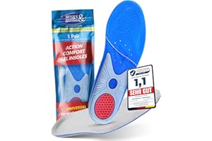 SMART&GENTLE Semelle gel homme/femme sport et travail - Semelles chaussures confort, semelles antidérapantes, aéré, amorti les chocs, soulage voûte et talons - gel semelle - semelle chaussure homme,Bleu,42-43