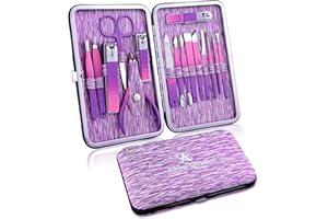 K KEIBY CITOM Manicure Set Professional Nail Clippers Kit -16Pcs Pedicure Care Tools Stainless Steel Women Grooming Kit for Travel or Home (Purple)