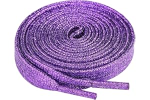 Olukssck 2 Paia Lacci Piatti Glitter Metallici Premium, Stringhe Scarpe Sportive, Lacci per Sneakers Resistenti, Lunghezza 80-100 - 120-140 - 160 cm, Larghezza 10 mm