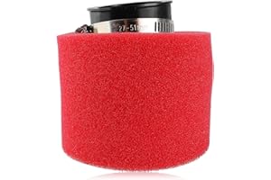 QAZAKY Filtre à air universel coudé en mousse pour moto, VTT, scooter, quad, kart, cyclomoteur, pit bike, Yamaha PZ24, 41 mm, 43 mm - Rouge - 42 mm