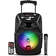 FRONTECH Wireless Bluetooth Trolley Speaker with RGB Party Lights | 25W RMS | Comes with a Wireless Mic | Upto 4 Hours Playtime | Driver - 20.32 cms (Black, SW-0209)