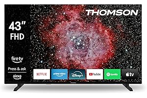 Thomson 43 Calowy (109 cm) Full HD LED Smart TV z Fire TV, Sterowanie głosowe Alexa, AirPlay, Wi-Fi, Potrójny tuner(kabel/satelita/antena), Bluetooth 5.0, HDMI, USB, AV IN i CI+, 43FF2S34