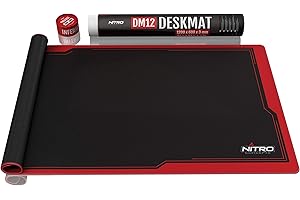 ‎NITRO CONCEPTS NITRO CONCEPTS DM12 - Gaming Mauspad XXL 1200x600 Millimeter Fransen Freie Ränder Microfaser Großes Mauspad Non Slip Mousepad Gaming - Schwarz/Rot