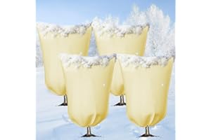 OZMI Plant Covers for Outdoor Plants, 4pack 120x80cm Olive Tree Covers for Winter Horticultural Fleece Bag for Plant Frost Protection Cover with Drawstring, Garden Plant Covers Shrub Olive Tree Fleece