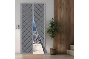 idudao Magnetic Waterproof Thermal Door Curtain for Winter, 90x210cm, Insulated Blackout Door Cover, Grey