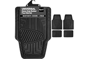 Nyxi Heavy Duty 4 Piece Rubber Car Mat (Front + Rear) Universal Non-Slip Deep Dish Floor Mat for Cars SUV Truck and VAN, Waterproof, All Weather