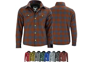 ‎BULLDT BULLDT Motorradhemd Herren mit abnehmbare CE-Protektoren - Klassisch 100% Baumwolle Holzfäller Flanellhemd - Biker Motorradjacke Hergestellt mit Aramid-Kevlar-Futter - Mit Schutz (EN 1621-1)