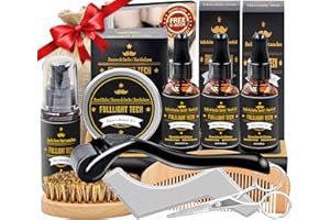 FULLLIGHT TECH Bartpflege Set für Männer,Bart Set Geschenk Herren mit Bartroller, Bartshampoo, Bartöl, Bart Balsam, Bartkamm, Bartbürste,Bartschere,Bartschablonen,Papa Geschenk für Männer Weihnachten Geburtstag