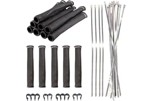 Keadic 30 Pcs Black Spark Plug Protect Boot Wire Looms Kit with 304 Stainless Steel Cable Zip Ties, 6" 2500 Degree Heat Shield Thermal Protection Insulator Sleeve Braided Cover for Car Truck