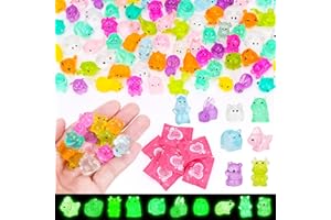 SelfTek 100pcs Mini Resin Animals Blind Bags, Mixed Small Plastic Animals Mystery Bags Glow in The Dark Random Miniature Animal Figures for DIY Crafts, Fairy Garden Micro Landscape, Party Favors