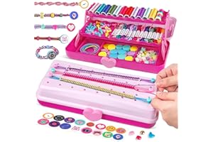 TINGINGYULI Freundschaftsarmband-Bastelset für Mädchen, Kunst und Handwerk für Kinder, DIY-Schnurarmband-Macher-Bastel, Mädchenspielzeug, Ostergeschenke, Geburtstagsgeschenke für Kinder im Alter (Rosa/Rose)