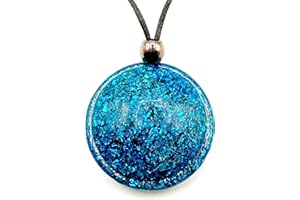 BEREMUN Orgonita colgante MEDALLÓN (6 colores), potente colgante de Orgonite auténtico, collar protector, colgante de Orgón, piedra orgonita, artesanal y auténtica, colgante para mujer y hombre (Azul)