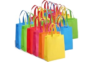 BOENFU 30 Pcs Party Bags with Handles Non-Woven Gift Tote Bags Toy Goody Sweet Gift Bags for Kids' Birthday, Halloween, Christmas, Thanks Giving Days, Wedding Party Supplies (Colourful)