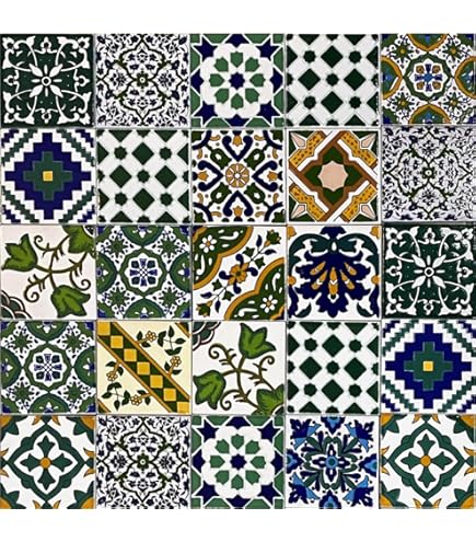 Mattonelle Tunisine Artigianali - 16 Pezzi 15x15cm Stile Mediterraneo