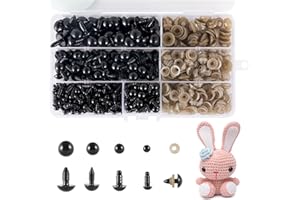 GOTFUN 500 Stück Sicherheitsaugen für Häkeltiere Sicherheit Augen 6-12mm Augen mit Unterlegscheiben für Amigurumi Häkeltiere Kuscheltiere Plüschtiere Puppe Teddyaugen