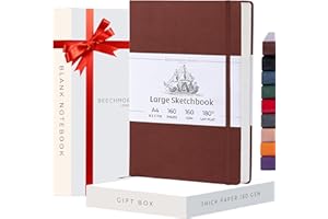 Beechmore Books Cuaderno de Dibujo - A4 Marrón Bloc de Dibujo Tapa Dura Cuero Vegano, Dibujar, Esbozar, Pintar, Álbumes, Papel Grueso 160gsm, Sketchbook Rayado, Caja de Regalo, para Hombres y Mujeres