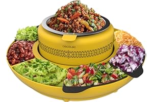 ‎CECOTEC Cecotec Maschine zum Erwärmen der Zutaten für Tacos - Taco Maker - Fun Taco Andale. 40 W, zentraler Behälter mit 600 ml, ansprechendes Design für Kinder, 4 Fächer und 4 Silikonformen