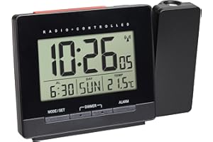 ‎TFA DOSTMANN TFA Dostmann Budzik z projektorem radiowym, z zasilaczem, budzikiem, temperatura wewnętrzna, data, czarny, dł. 151 x szer. 80 x wys. 140 mm