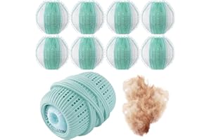 RARSSA 8 Stück Tierhaarentferner Waschmaschine, Tierhaarentferner und Wäscheball-Set, Wiederverwendbare Hundehaarentferner in der Waschmaschine, Haarfänger für Entfernt Tierhaare Fusseln