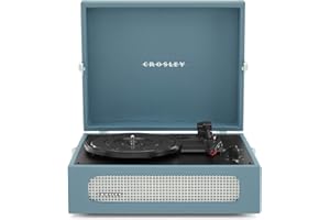 Crosley Voyager Giradischi con 2 altoparlanti, Bluetooth In & Out e AUX - Giradischi Vintage a 3 velocità - Per vinili da 7", 10" e 12" - Portatile con custodia integrata (Blu)