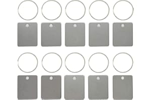 StayMax Lot de 25 plaques vierges rectangulaires en acier inoxydable à faire graver avec porte-clés