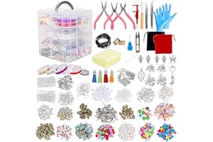 Qpout Jewelry Making Kit, Jewelry Making Supplies Includes Jewelry Beads Charms Findings Pliers Beading Wire for Bracelet, Necklace, Earrings Making, Great Gift for Girls Teens Beginners Women