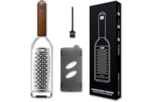 REDSALT® premium râpe à double trachant | INOX 100% inoxydable avec manche en bois | idéale pour le fromage, chocolat carotte beurre parmesan | trancheuse de cuisine professionnelle