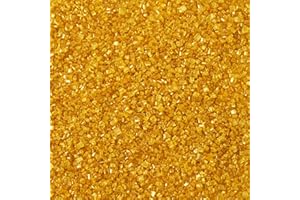 SUJOYGAR Sucre Coloré Or 130g Cristallisé - Décoration pour Gâteaux, Cupcakes, Biscuits et Crème Glacée - Garniture Sucrée pour Mariages, Anniversaires et Quotidien - Vermicelles en Sucre
