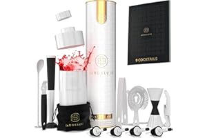 BarDeluxe® Kit Barman da 12 Pezzi, Kit Barman Completo | Shaker Cocktail da 750 ml | Set Cocktail Professionale, Kit Cocktail, Set Barman | Cocktail Set, Include Elegante Confezione Regalo (Bianco)