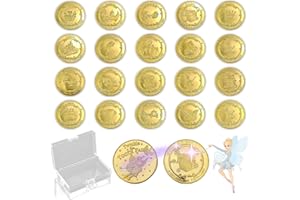 HJFH Pièce de Fée des Dents Scintillante Pièce en Or Commémorative 20 Pièces Croissance Cadeaux Pièces Dent Fairy avec Différents Motifs pour Enfants Bébé Dents Croissance Cadeaux Souvenir